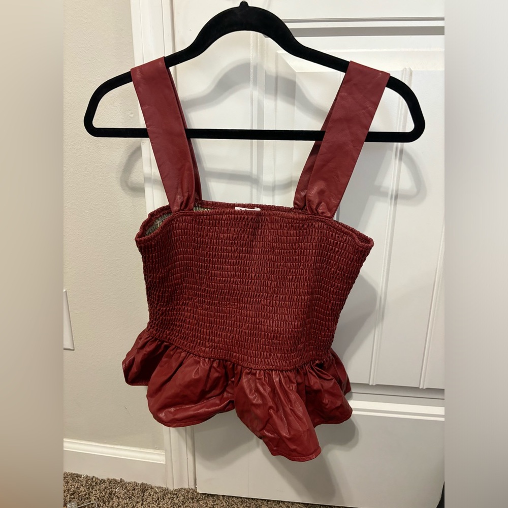 Red leather top